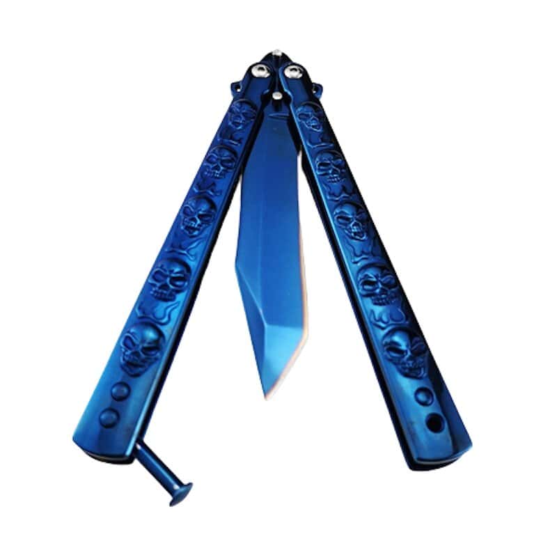 Butterfly Kniv Balisong Unho Blå Kranium
