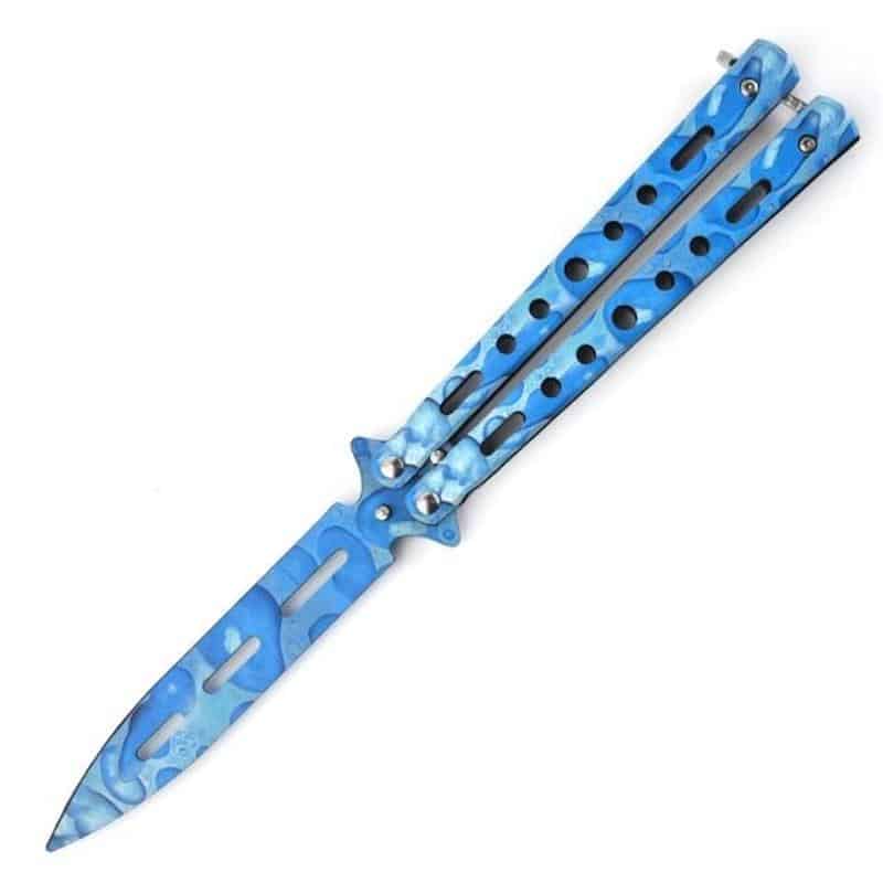 Butterfly Kniv Balisong Blå Stål